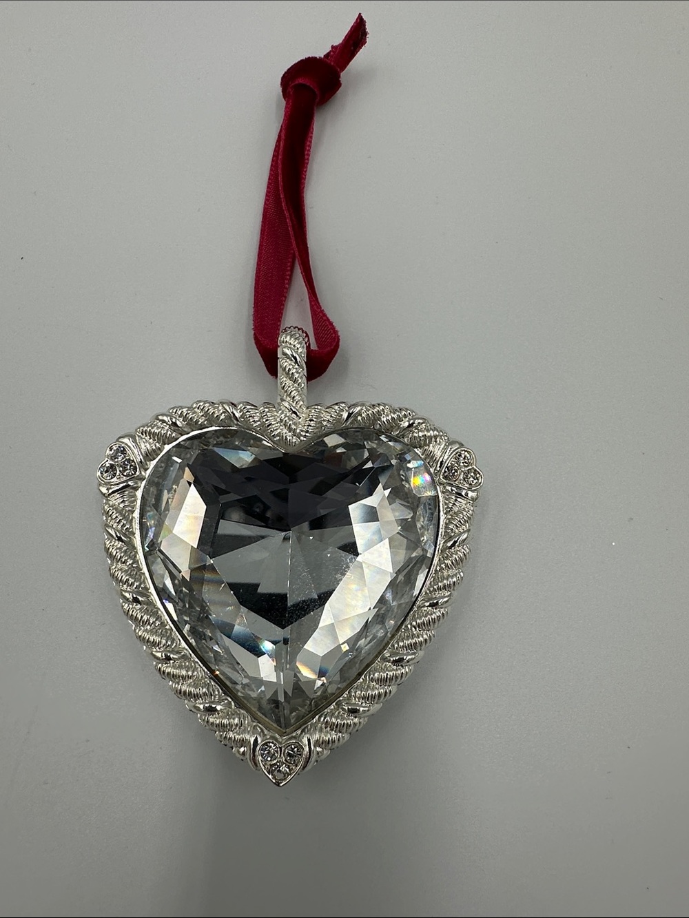 New Judith Ripka Crystal Heart Clear Holiday Ornament With Box